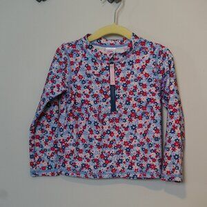 Ruffle Butts Girls Swim Rash Guard Floral Print with Quarter Zip Size 2T